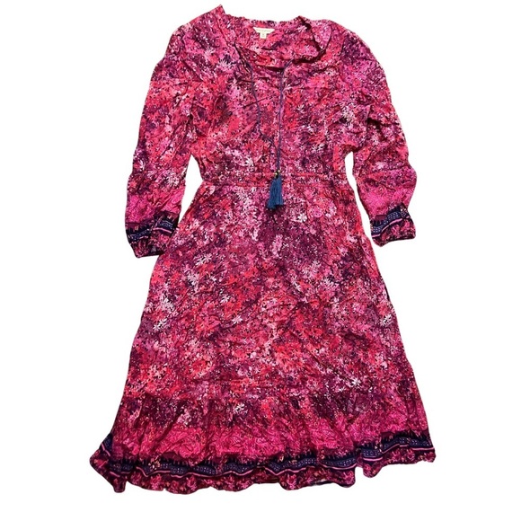 Pink Floral Midi Dress - Picture 1 of 3